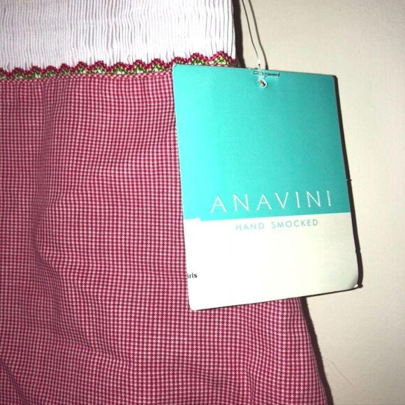 NWT Anavini Girls Hand Smocked Red Jumper Dress Frog Design - 100% Cotton Size 6 - Picture 3 of 7